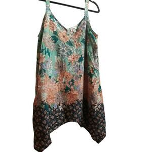 Avenue Womens Tank Top Blouse Size 14-16 Green Multicol Geometric Sleeveless